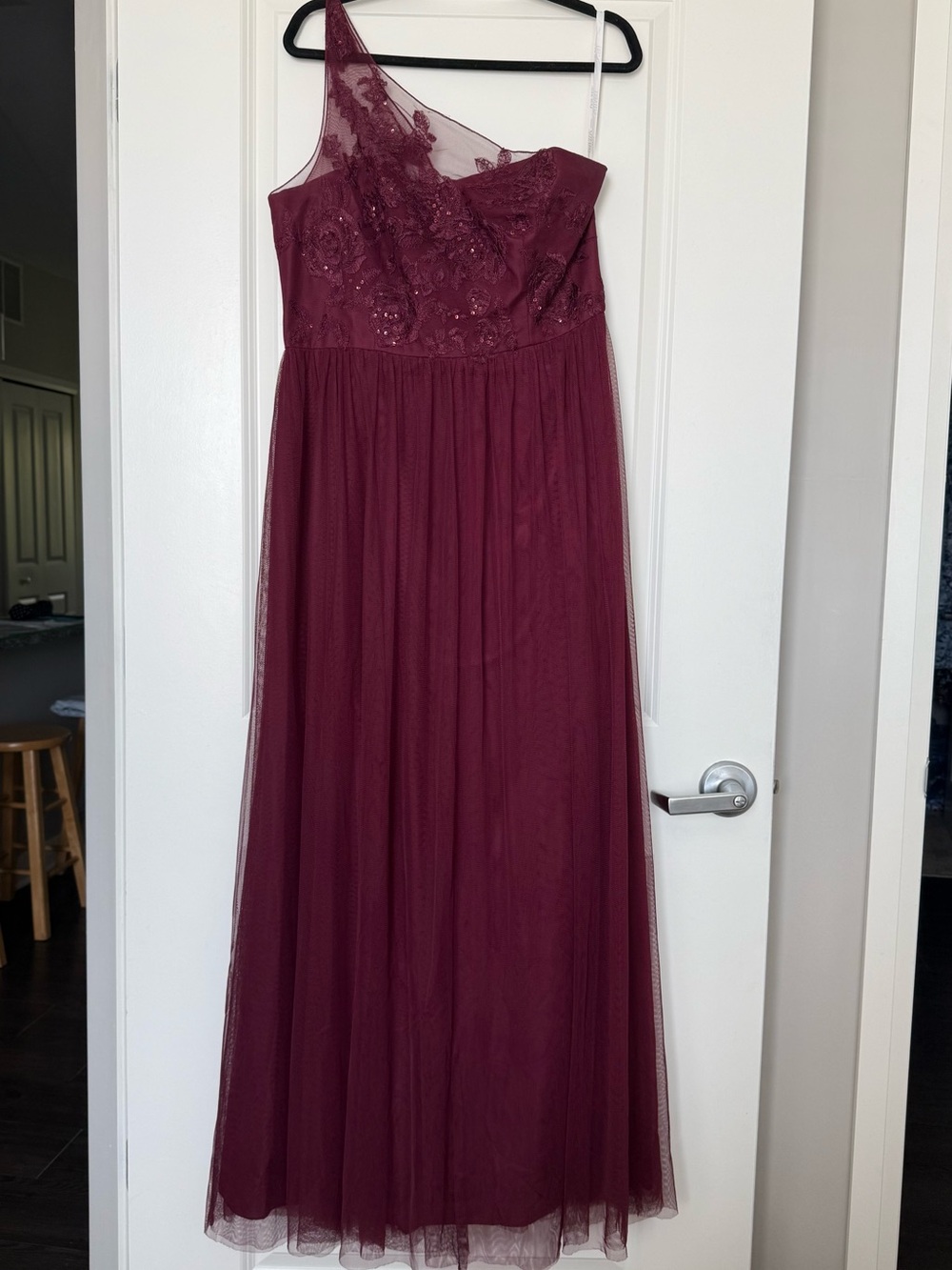 David's Bridal One-Shoulder Evening Gown